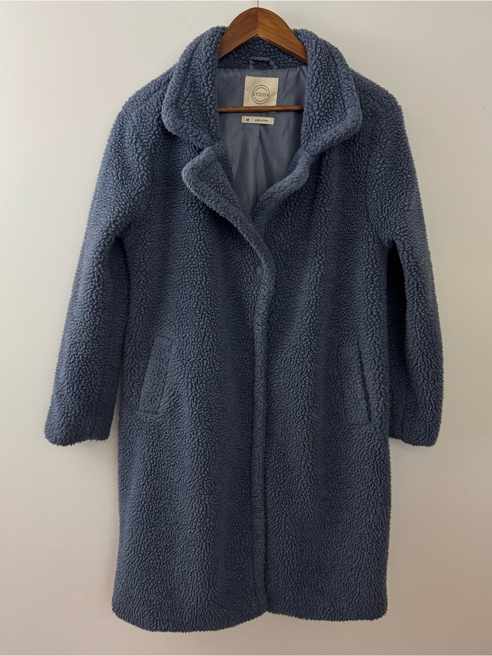 Stoosh Blue Teddy Long Coat Size M